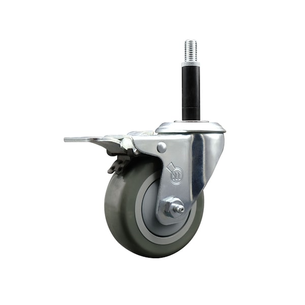 3.5'' Gray Poly Swivel 3/4'' Expanding Stem Caster Total Lock Brake